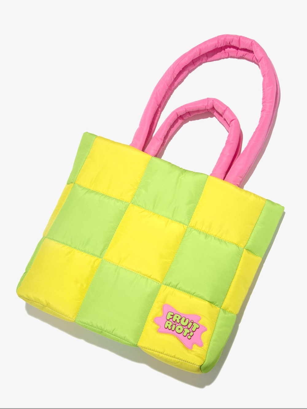 Fruit Riot Puffy Tote in Yellow, Lime & Pink